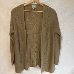 The‎ Slope Brooklyn Womens Cardigan Large Knit Open Front Brown Cozy Office Warm